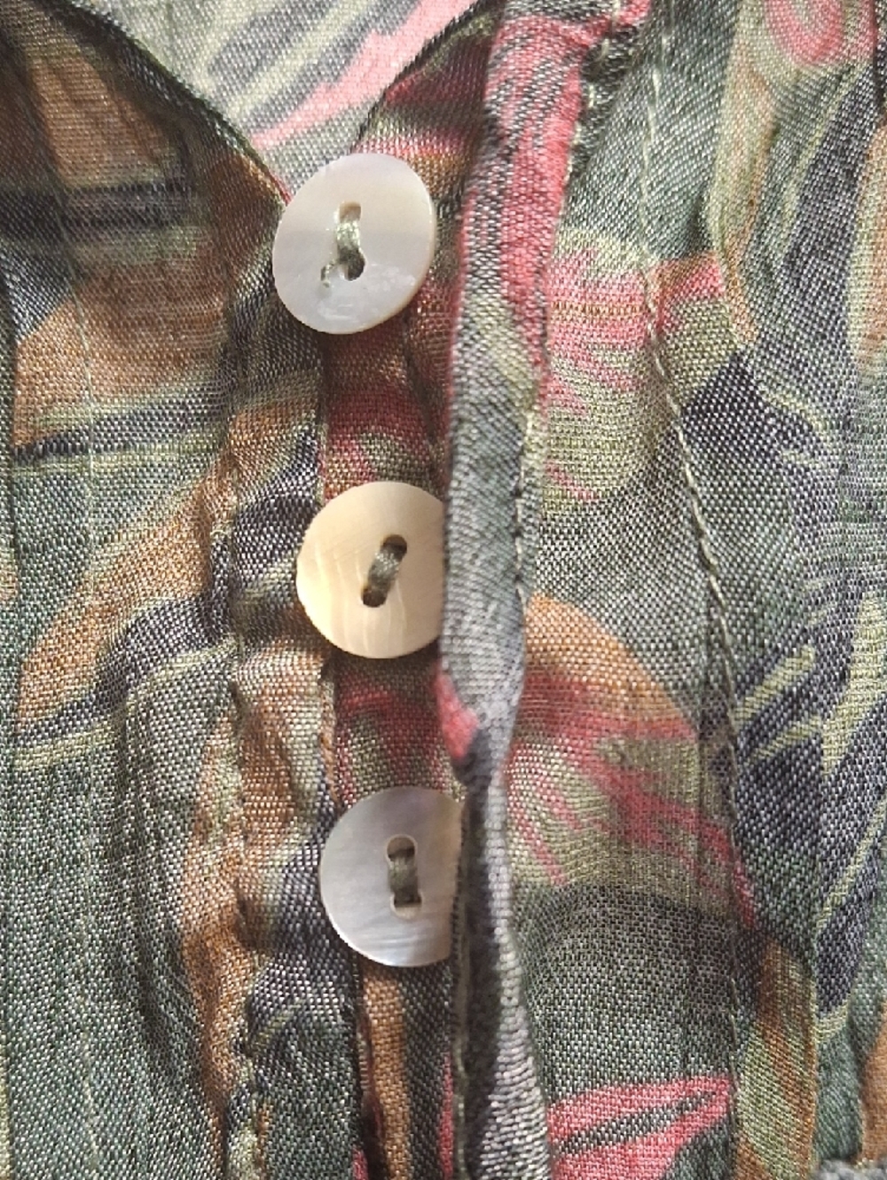 Lily Morgan Boho Floral Pintuck Blouse Pink Green S/P - Picture 3 of 8